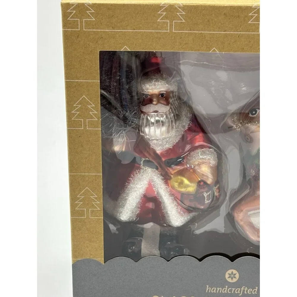 Target Handcrafted Glass Christmas Tree Ornaments Set Of 2 Santa Reindeer
